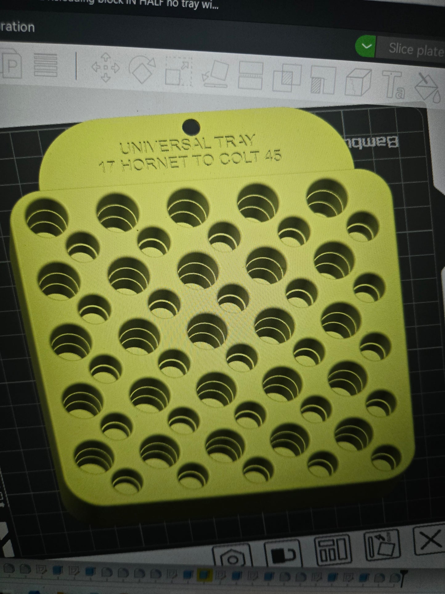 Glow in the dark universal tray 17 hornet to colt 45